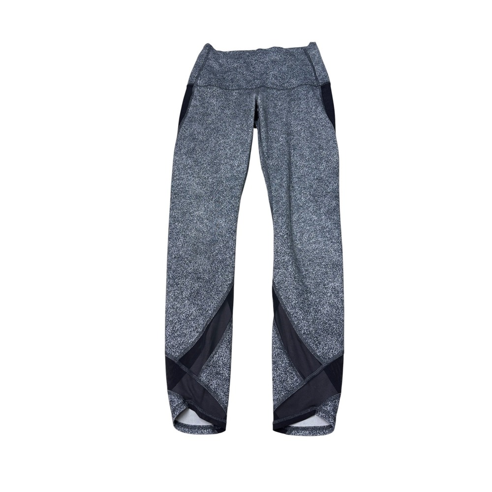 Lululemon High Rise Mesh Panel Leggings Grey Space Dye Womens Size 6 W25 L27